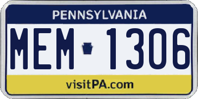 PA license plate MEM1306