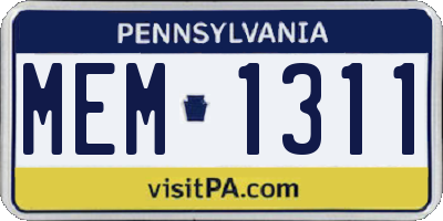 PA license plate MEM1311