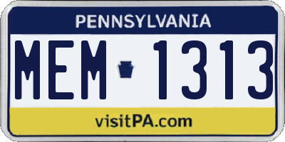 PA license plate MEM1313