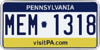 PA license plate MEM1318