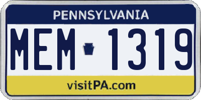 PA license plate MEM1319