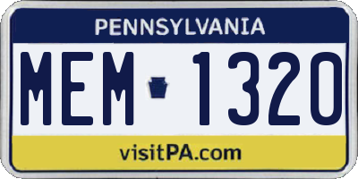 PA license plate MEM1320