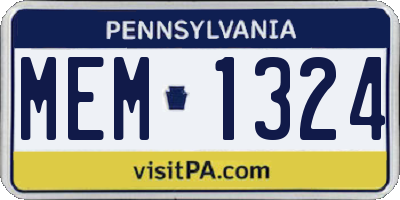 PA license plate MEM1324