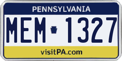PA license plate MEM1327