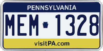PA license plate MEM1328