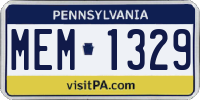 PA license plate MEM1329