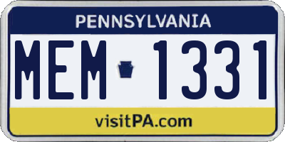 PA license plate MEM1331