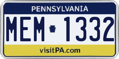 PA license plate MEM1332