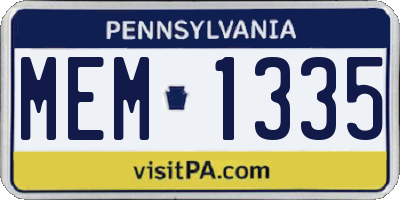 PA license plate MEM1335