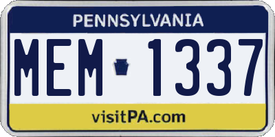 PA license plate MEM1337