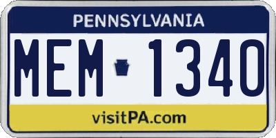 PA license plate MEM1340