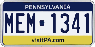 PA license plate MEM1341