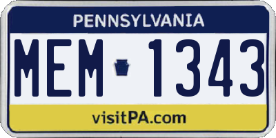 PA license plate MEM1343