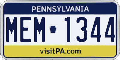 PA license plate MEM1344