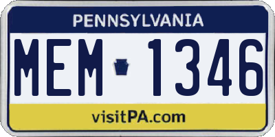 PA license plate MEM1346