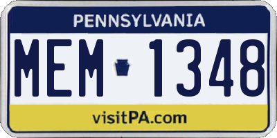 PA license plate MEM1348