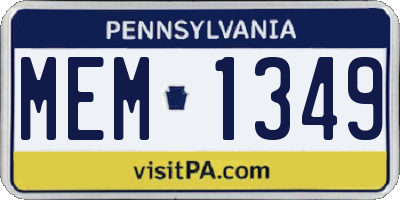 PA license plate MEM1349