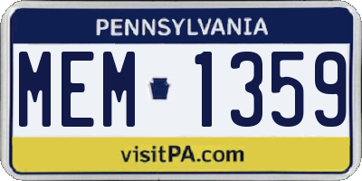 PA license plate MEM1359