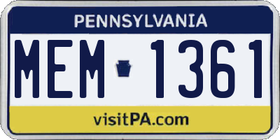 PA license plate MEM1361