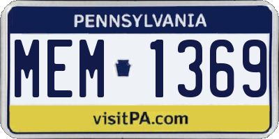 PA license plate MEM1369