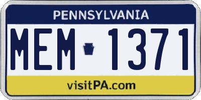 PA license plate MEM1371