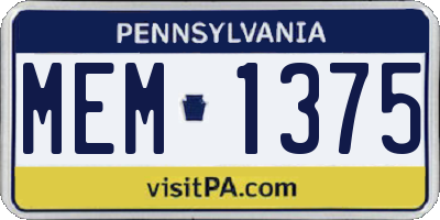 PA license plate MEM1375