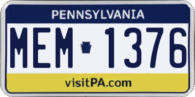 PA license plate MEM1376