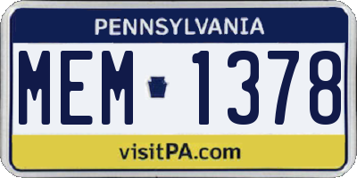 PA license plate MEM1378