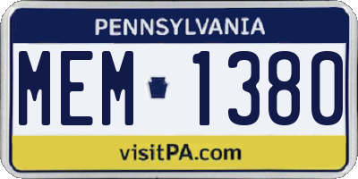 PA license plate MEM1380