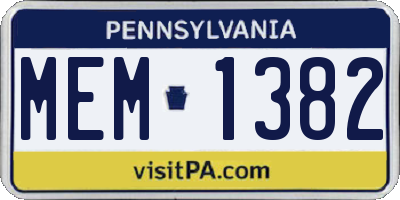 PA license plate MEM1382