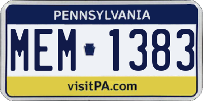 PA license plate MEM1383