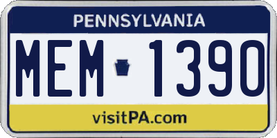 PA license plate MEM1390