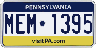 PA license plate MEM1395