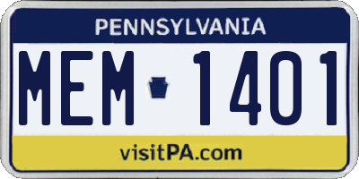 PA license plate MEM1401