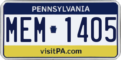 PA license plate MEM1405
