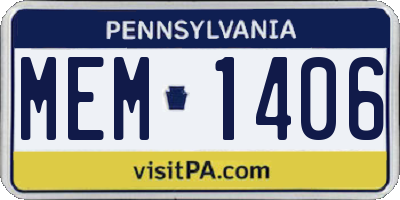 PA license plate MEM1406