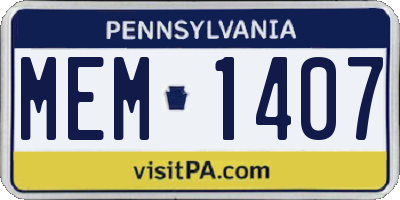 PA license plate MEM1407
