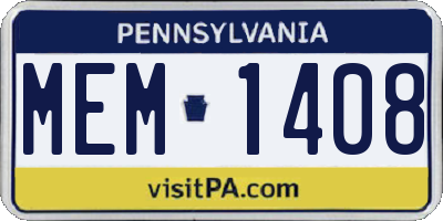 PA license plate MEM1408