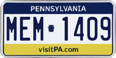 PA license plate MEM1409