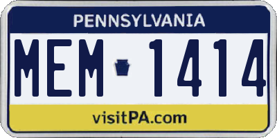 PA license plate MEM1414