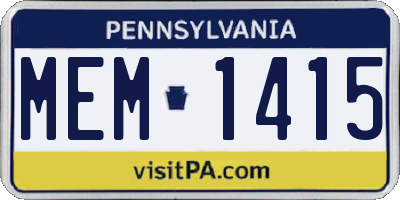 PA license plate MEM1415