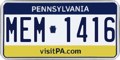 PA license plate MEM1416