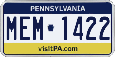 PA license plate MEM1422