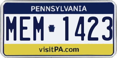 PA license plate MEM1423