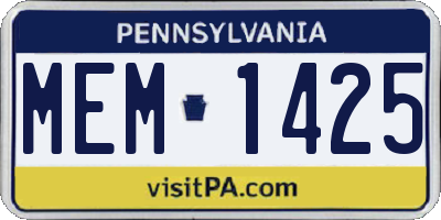 PA license plate MEM1425