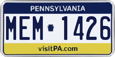 PA license plate MEM1426