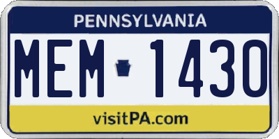 PA license plate MEM1430