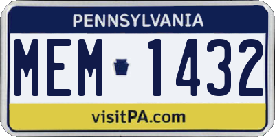 PA license plate MEM1432