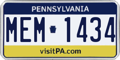 PA license plate MEM1434