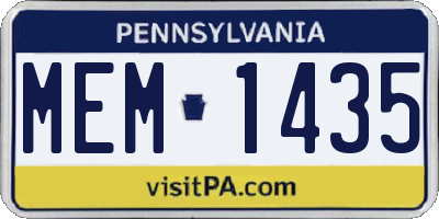 PA license plate MEM1435